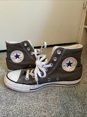Converse Womens High Top Sneakers in Gray with White Laces